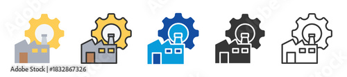 industrial revolution icon set multi style various collection