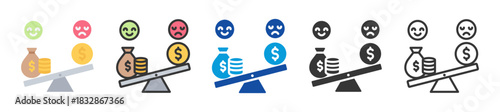 economic inequality icon set multi style various collection