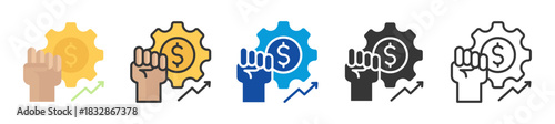 economic revolution icon set multi style various collection