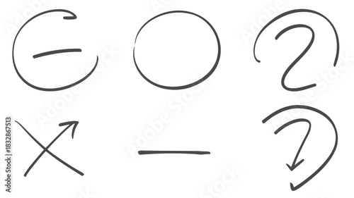 Hand drawn proofreading symbols and editing marks for document correction and manuscript review