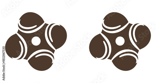 Two abstract molecules are placed side by side against a white background.