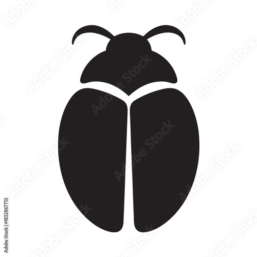 Simple black beetle icon minimalist vector glyph isolated on white background for nature and insect concepts
