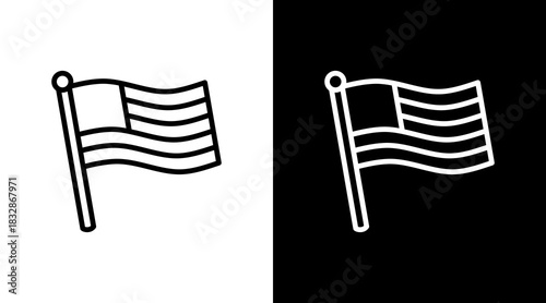 National Flag  White Icon Set Design