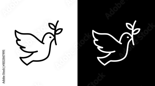 Peace Dove  White Icon Set Design