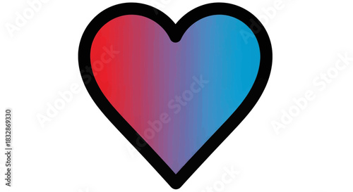 Vibrant heart with a gradient of red to blue, symbolizing love and passion.