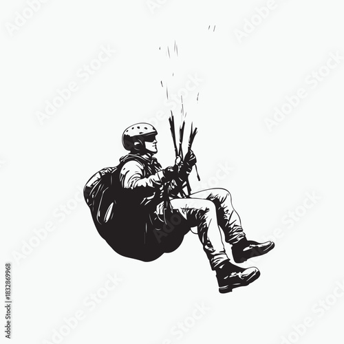 paragliding athlete on white