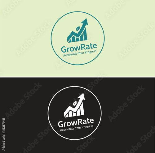 Modern Minimalist Grow Rate Logo with Teal and soft Green Elements.eps