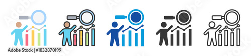 analytics icon set multi style various collection