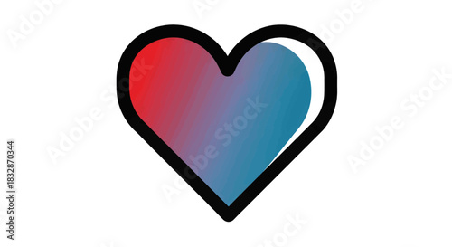 Vibrant heart symbol with a gradient of red and blue, representing love and emotion.
