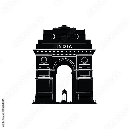 Iconic India Gate Monument Silhouette - A Symbol of National Pride and History