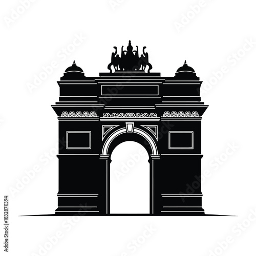 Archway Silhouette, Monumental Gateway, and Architectural Landmark Illustration. india gate.