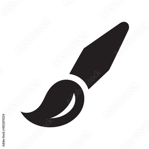 Paint brush icon simple flat vector design element isolated on white background for creative projects