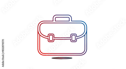 Modern briefcase illustration with gradient outline, symbolizing business and professional work.