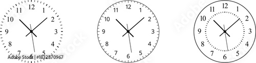 Vintage and modern clock faces with Roman numerals retro hands, modern. Mechanical clock faces, arabic numerals, bezel. Timer, stopwatch. Analog Face Blank clock dial with hours, minutes, and seconds 