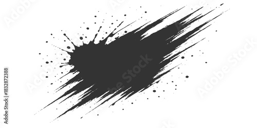 Black grunge ink splat vector illustration with paint splash and drip texture element