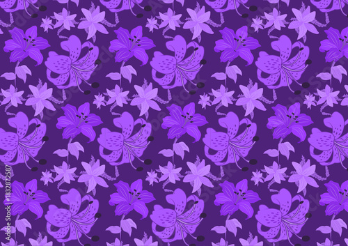 purple seamless pattern with floral motifs for textile, print, cloth or cloth, cloth, posters, dresses, fashion, template,