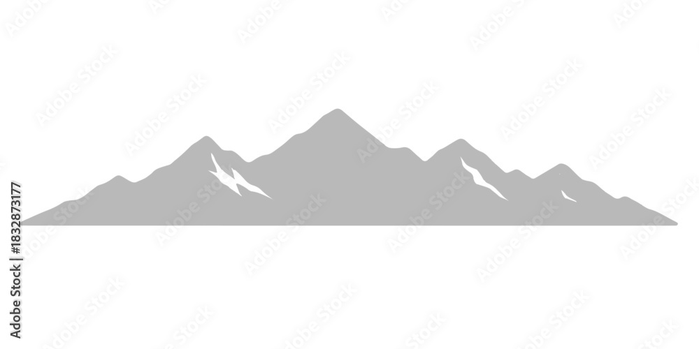 Naklejka premium Vector illustration of a snowy mountain range landscape at sunset