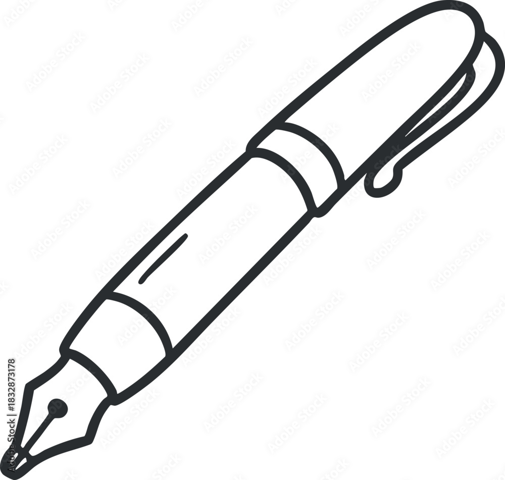 Fototapeta premium Outline vector illustration of a pen, suitable for stationery design, branding, and educational materials