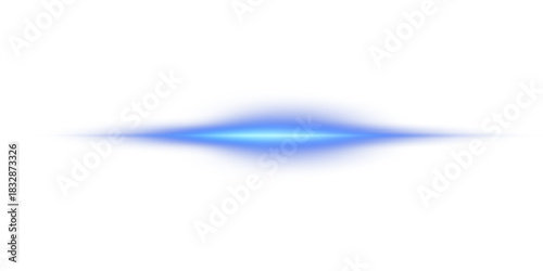 Png Glowing horizontal blue light line with radiant shine and beam effect. Futuristic energy streak with shimmer, flare, and neon glow. 