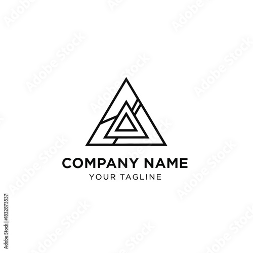 Abstract geometric triangle logo design with company name and tagline. Free Download Abstract geometric triangle logo design with company name and tagline. - GFXLoad