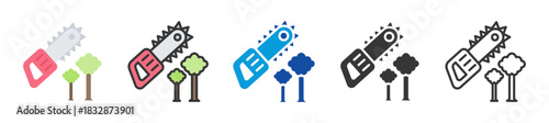 chainsaw icon set multi style various collection