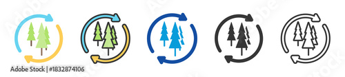 forest regeneration icon set multi style various collection