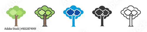 tree canopy icon set multi style various collection