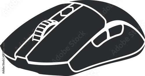 Stylish black and white vector illustration of a computer mouse design for technology and gaming projects