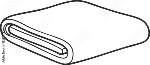 Outline vector illustration of a folded blanket, perfect for home decor and interior design projects