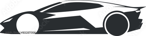 Sleek silhouette vector illustration of a modern sports car in black and white, ideal for automotive branding and design projects