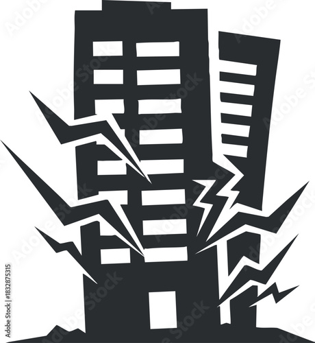 black building earthquake damage graphic clip art preview