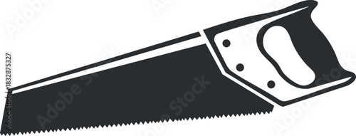 Black and white vector illustration of a hand saw, ideal for carpentry and construction design projects