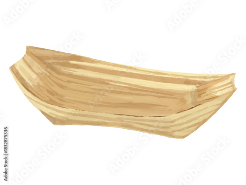 経木船皿のベクターイラスト たこ焼きのお皿 屋台 お祭り