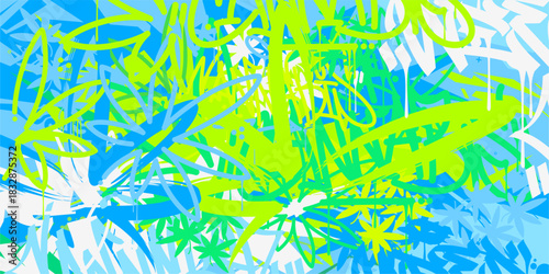 Colorful Abstract Urban Street Art Graffiti Style With Cannabis Leaves Vector Illustration Background Template