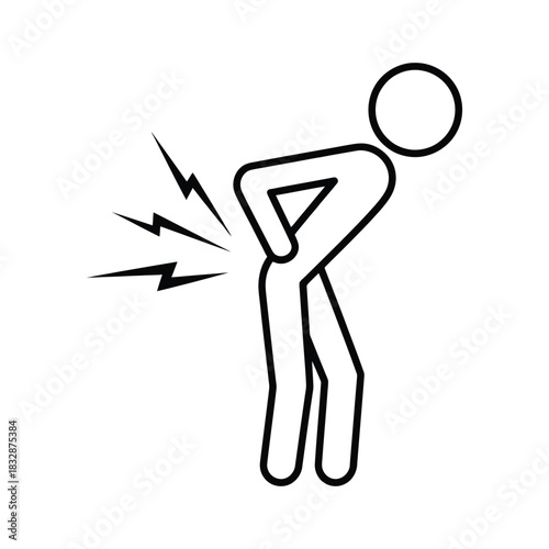 Back Pain Icon: Lumbar, Injury, and Lower Spine Aches Vector Illustration