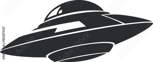 Stylized silhouette vector illustration of a UFO, ideal for science fiction themes and space exploration designs