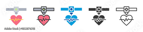 3d printing medicine icon set multi style various collection
