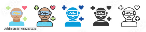 virtual reality icon set multi style various collection
