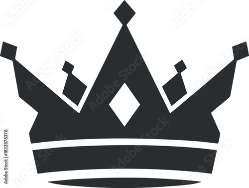 Stylized black and white vector illustration of a crown symbol representing royalty and authority for branding projects