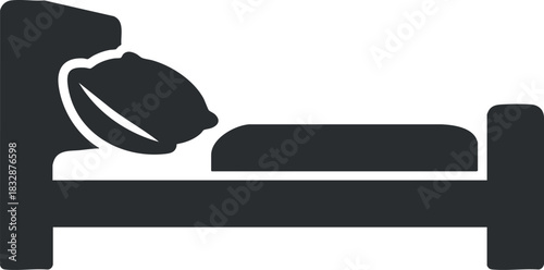 Minimalist vector illustration of a bed with pillow, ideal for home decor and interior design projects