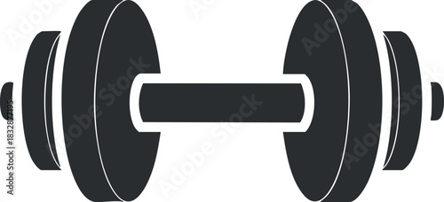 Minimalist black vector illustration of a dumbbell symbolizing fitness and strength training for gym-related projects