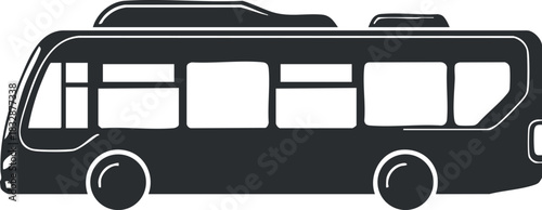 Stylized black and white vector illustration of a modern city bus for transportation and urban design projects