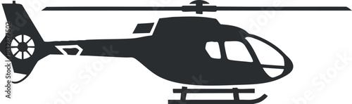 Modern black silhouette vector illustration of a helicopter designed for transportation and aviation themes