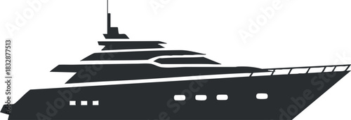 Stylish silhouette vector illustration of a luxury yacht for travel, leisure, and marine-themed projects