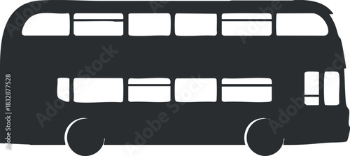 Silhouette vector illustration of a double-decker bus in a minimalist style, ideal for travel and transportation concepts.