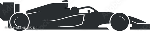 Stylized black silhouette vector illustration of a racing car for automotive, motorsport, and branding projects