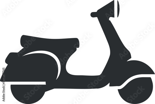 Stylish black silhouette vector illustration of a scooter, ideal for transportation design and urban mobility concepts