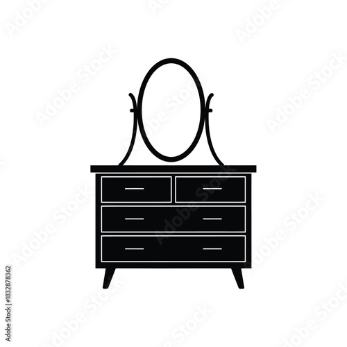 Dressing Table and Mirror Silhouette Icon
