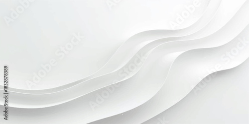 Abstract white background with a smooth, soft texture of flowing silk waves and a subtle blue-gray light illustration