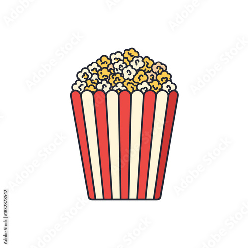 Classic Cinema Popcorn in Striped Red and White Box